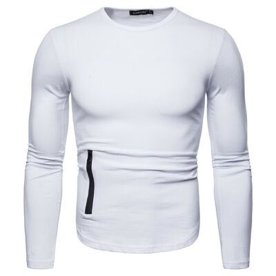 

New Mens Long Sleeve T Shirt Plain Crew Neck Casual Cotton Soft Tee Top