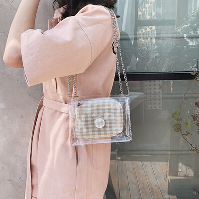 

Net red texture transparent jelly small bag female 2019 new wave Korean version of the wild foreign gas chain shoulder Messenger bag