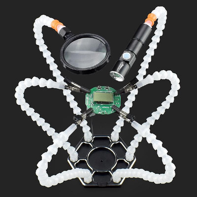 

Multifunctional Soldering Helping Hands with 6pcs Flexible Arms Flashlight&25x Magnifier for Circuit Board Welding Auxiliary T