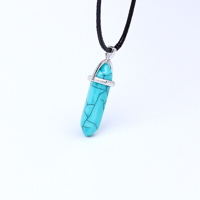 

Faux Gemstone Rock Natural Quartz Healing Point Chakra Reiki Pendant Rope Necklace