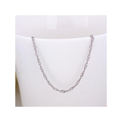 

18K Platinum Plated Tin Alloy Twisted Singapore Chain Fine Necklace Making with Lobster Claw Clasps 18" 15mm
