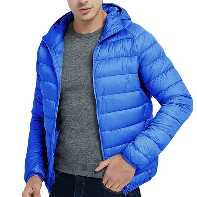 

Toponeto Mens Autumn Winter Style Light Weight Feather Down Cotton Coat Hooded Coat