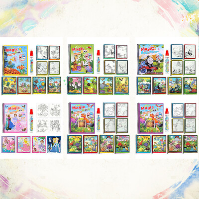 

Reuse Water Paint Coloring Book with Magic Doodle Pen Kids Educational