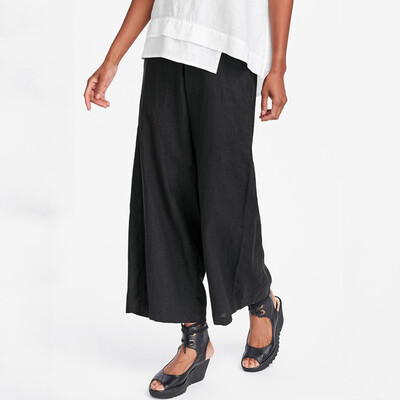 

Tailored Fashion Women Solid Cotton And Linen Vintage Casual Trouser Ankle-Length Pants