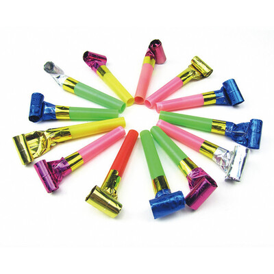 

Siaonvr 100pcs Noise Maker Blowout Jazzy Whistle Wedding Party Favour Bag Filler Toy