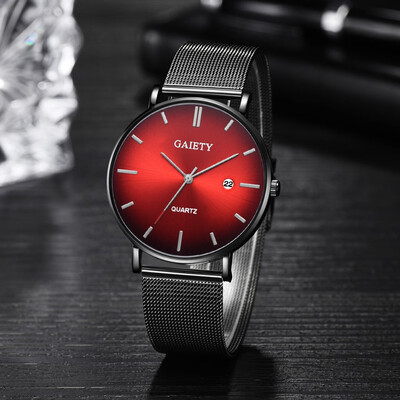 

Gobestart Fashion Casual Calendar Simple Single Business Net With Strap Mens Watch