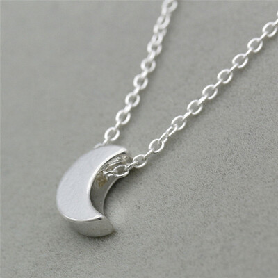 

2016 Minimalist Crescent Moon Silver Gold Long Necklace Women Jewelry Solid Chain Pendant Necklace