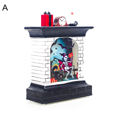 

3D Fireplace Pumpkin Witch Halloween Night Light LED Table Desk Lamp Home Decor