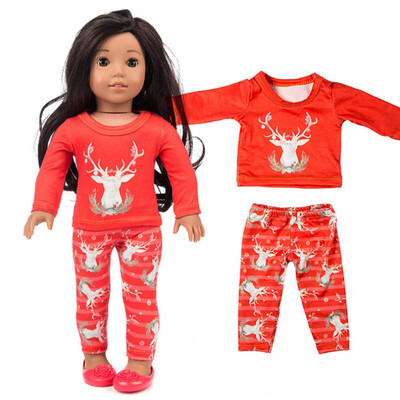 

YIWULAChirstmas Clothes Pants Shirt For 18 Inch American Boy Doll Accessory Girl Toy