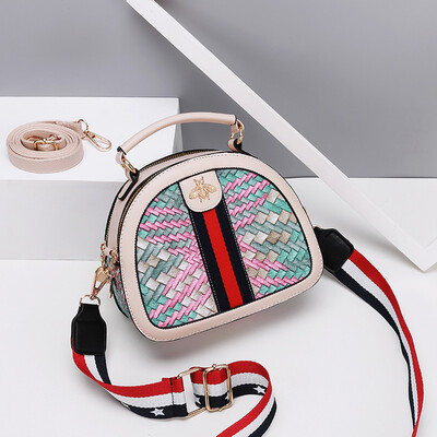

2019 new niche Harajuku style shoulder small round bag personality stitching female bag diagonal handbag
