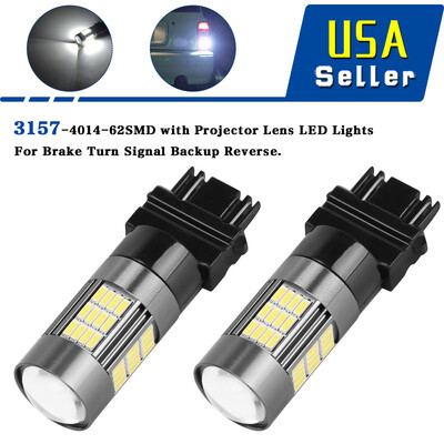 

2X White 3157 3156 62SMD LED Tail Brake Backup ReverseParking Light 12-24V