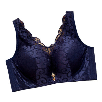

Toponeto Large Lace Bra Thin Full Cup Folded Adjustable Bra Four-row Button Bra Underwear