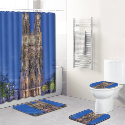 

〖Follure〗Waterproof Bathroom Shower Curtain Set Non-Slip Rug Toilet Lid Cover Bath Mat