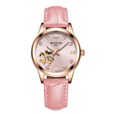 

Trend lady mechanical watch luminous waterproof leather strap female student watch