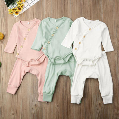 

USA Infant Baby Boy Girl Tops T-shirtLong Pants Outfits Pajamas Pjs Clothes Set