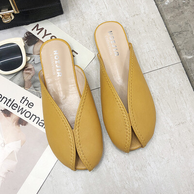 

Internet celebrity sandals&slippers women wear 2019 summer candy color flat-bottomed fashion semi-slippers
