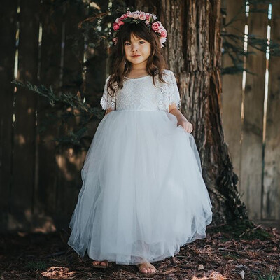 

Kids Baby Girl Flower Clothes Princess Lace Tulle Party Bridesmaid Pageant Dress