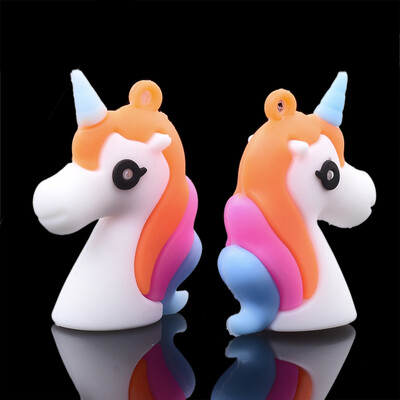 

Silicone Pendants Unicorn Colorful 44x33x14mm Hole 2mm