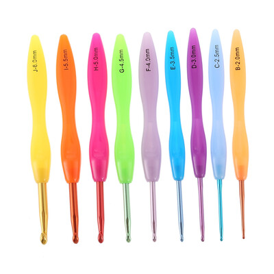 

9pcs Plastic Handle Aluminum Crochet Hooks