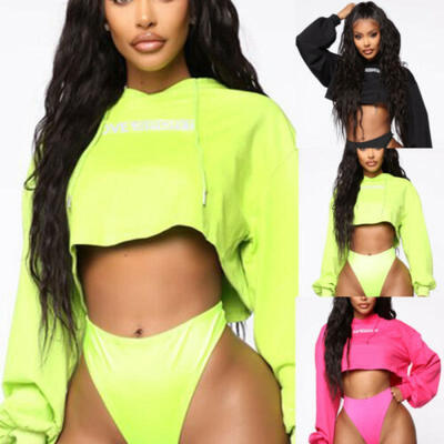 

Sexy Women Hoodie Sweatshirt Jumper Sweater Crop top Coat Sports Pullover Tops