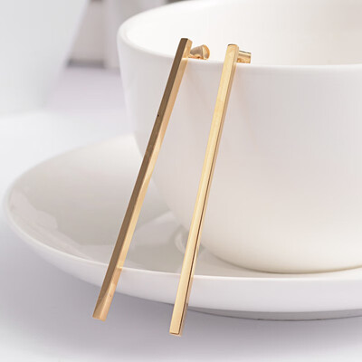 

Rectangle 304 Stainless Steel Stud Earrings Golden 60x2mm Pin 08mm