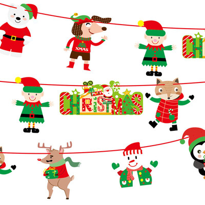 

Gobestart Christmas Paperboard Pennant Flags Banners Hanging Buntings Garland Banner