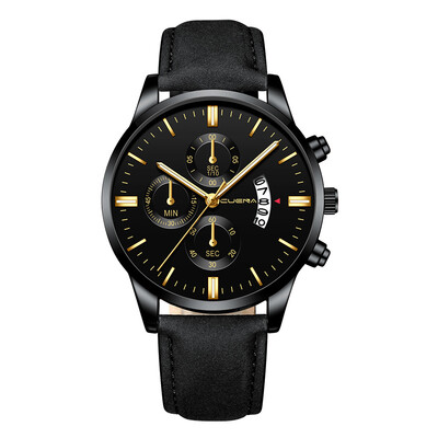 

Gobestart Mens Fashion Sport Stainless Steel Case Leather Band Quartz Analog Wrist Watch