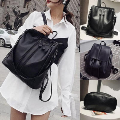 

Women Fashion Solid Color Zipper PU Leather Backpack Travel Backpack Shopping Bag