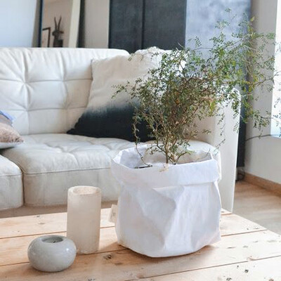 

Siaonvr Washable Kraft Paper Bag Plant Flowers Pots Multifunction Home Storage Bag White