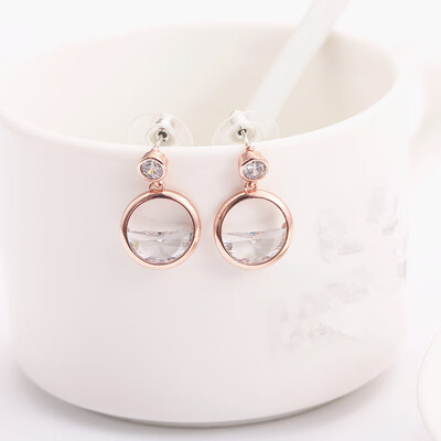 

New Arrivel Contracted Alloy Earrings Personality Springs With Crystal Pendant Women Present