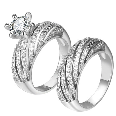 

Double-layer Crystal Finger Rings Cubic Zirconia Ring for Women Men Fashion Popular Rhinestone Wedding Rings Jewelry Gifts