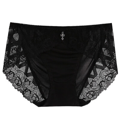 

Women Breathable Middle Waist Ladies Hip Briefs Lace Stitching Wave Hip Briefs