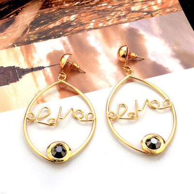 

LOVE gold color abstract earrings cute temperament love letter earring