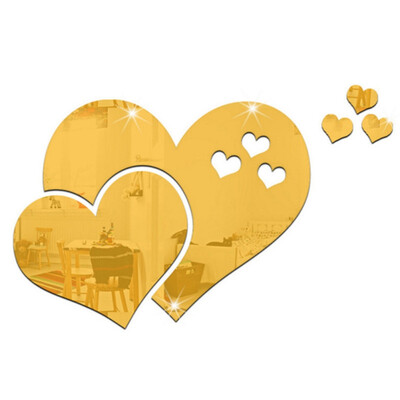 

5 Colors 3D Heart-shaped Mirror Sticker Unique DIY Mirror Sticker Room Art Mural Wall Household Decoration
