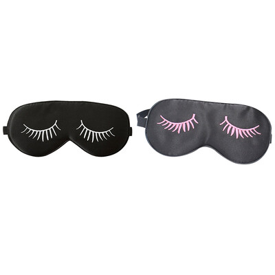 

Adjustable Eyelash Embroidered Eye Mask Cover Silk Sleep Eyeshade Blindfold Eyewear Travel Office