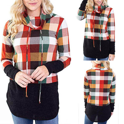

Starmoon Women Long Sleeve Casual Plaid Patchwork Pullover SweatShirts Top Blouse