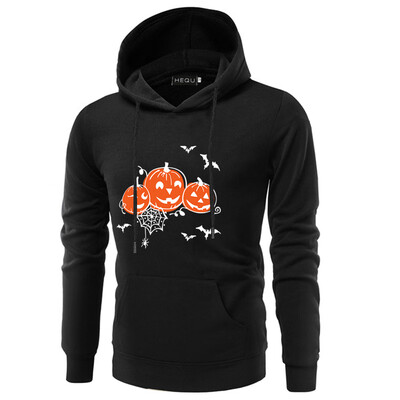 

2019 New Arrival Halloween Pumpkin Printed Hooded Pullover Unisex Slim Long Sleeve Hoodie Sweatshirts