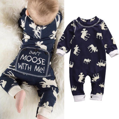 

Lovely Baby Girl Boy Moose PP Romper Jumpsuit One-pieces Pajamas XMAS Outfits