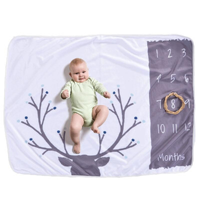 

Baby Monthly Milestone Blanket Marker For Girl Boy Floral Deer Horn Frame Newborn Photo Prop Background 30 40in Not Wrinkle Or F
