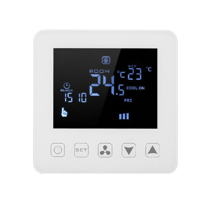 

200-230V Programmable Thermostat Air Conditioner 2-pipe 4-pipe Temperature Controller LCD Touch Screen Air Heating Condition Temp
