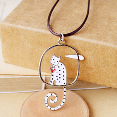 

Simple Style Lovely Drops Of Oil Wolf Cat Owl Pendant Necklace For Men Women Kids Fashion Jewelry Cute Animal Cat Bird Necklace