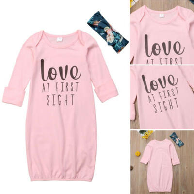 

Pink Newborn Infant Baby Girl Sleeping Gown Swaddle Pajamas Coming Home Outfits