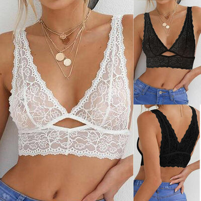 

Women Solid Bralette Bustier Lace Crop Top Bra Shirt Vest Seamless Underwear