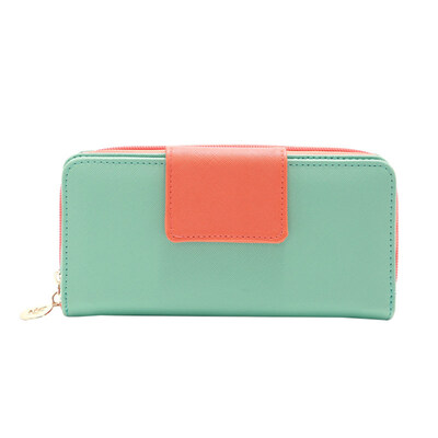 

Casual Women Color Block Bird Button Long Wallet Purse Card Holder Clutches Bag