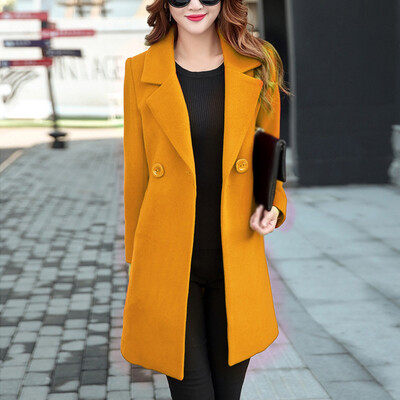

Women Lapel Collar Long Sleeve Tops Blazer Suit Outwear Solid Office Work Coat