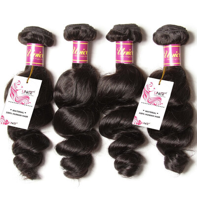 

UNice Hair 8A Peruvian Loose Wave Virgin Human Hair Weaves 4 Bundles