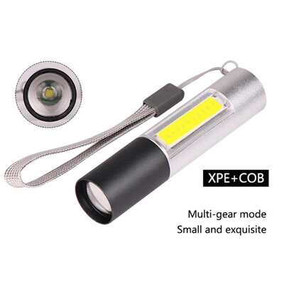 

COB LED Rechargeable Flashlight Zoom Built-in Battery Outdoor Flashlight