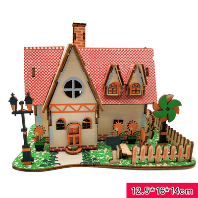 

Gotoamei 3D Wooden Puzzle DIY Building Model Dollhouse Style House Jigsaw Puzzle Kid Toys
