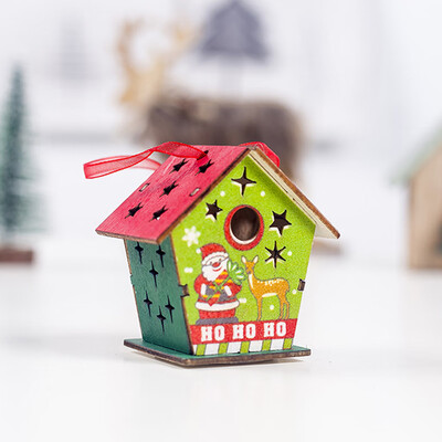 

〖Follure〗LED Light Wood House Cute Christmas Tree Hanging Ornaments Holiday Decoration