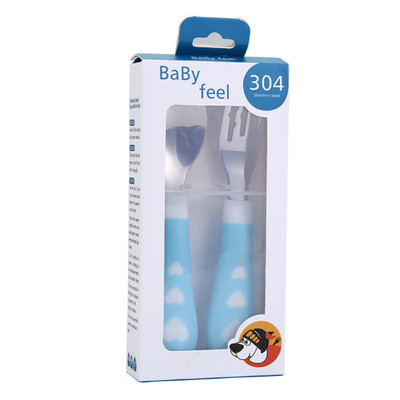 

1 pcs Stainless Steel Children Tableware Round Spoon Fork Cartoon Spoon Fork Set